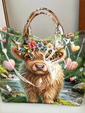 Rustic Vintage Chic Shoulder Cow Big Carry Tote Large